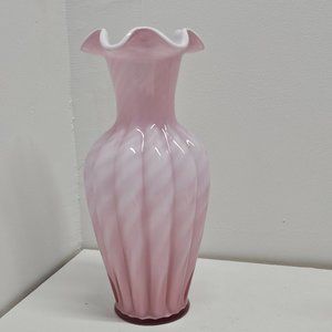 Fenton Pink Rose Overlay Large Vase